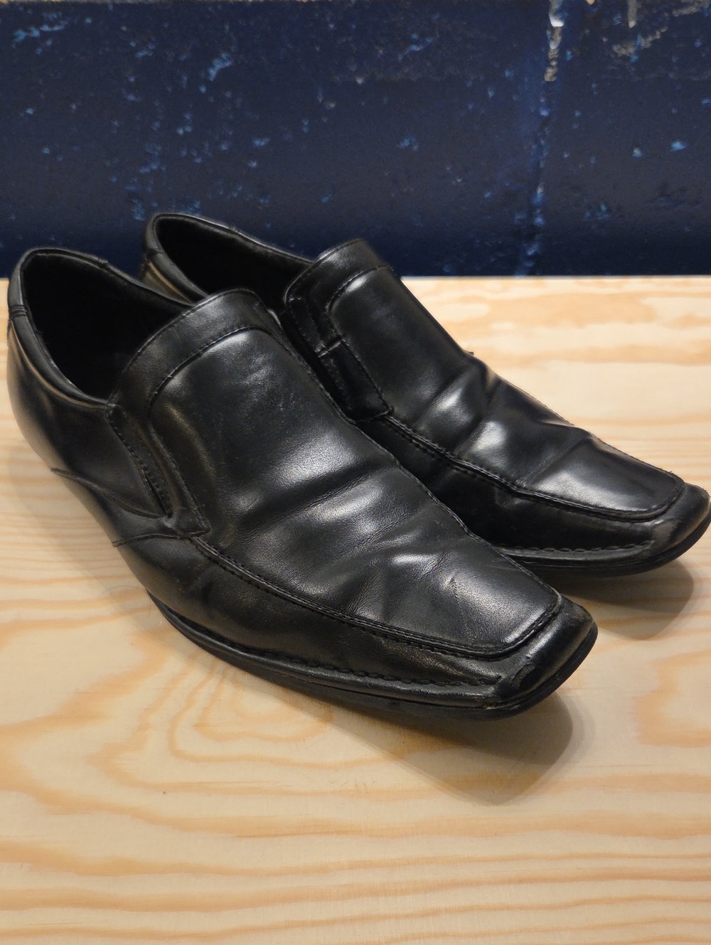 Call It Spring Black Leather Slip-On Loafers (Size 12)